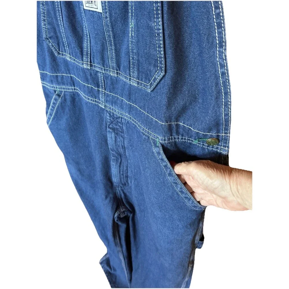 Liberty Overalls Mens 34x29 Blue Denim Bib Workwear Carpenter Utility Pockets